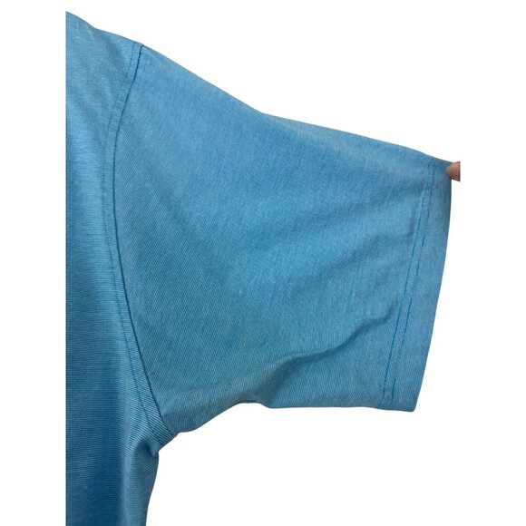 Peter Millar Shirt Men's Large Collared Short Sleeve Golf Polo Blue Mini Stripe - Picture 6 of 12